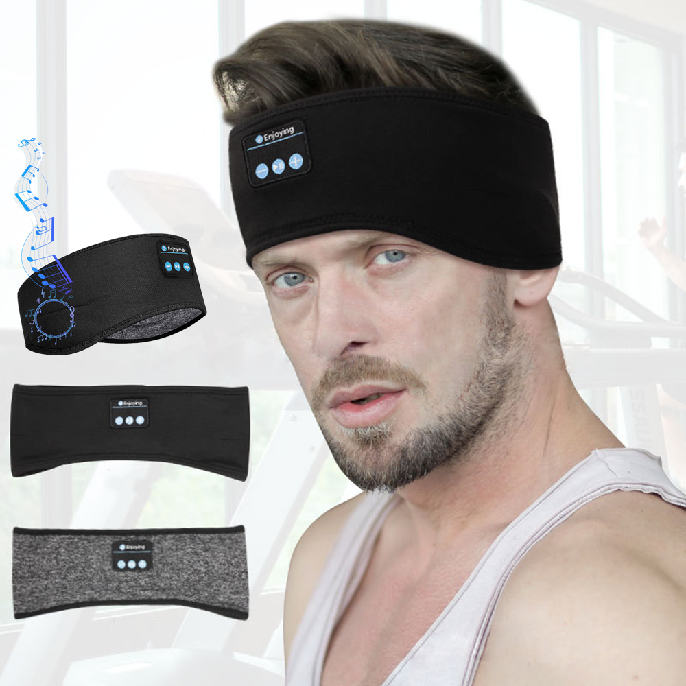 Men Polyester Sweat Wireless Bluetooth Sports Headbands Music Call Bilateral Stereo Blackout Beanie Hats