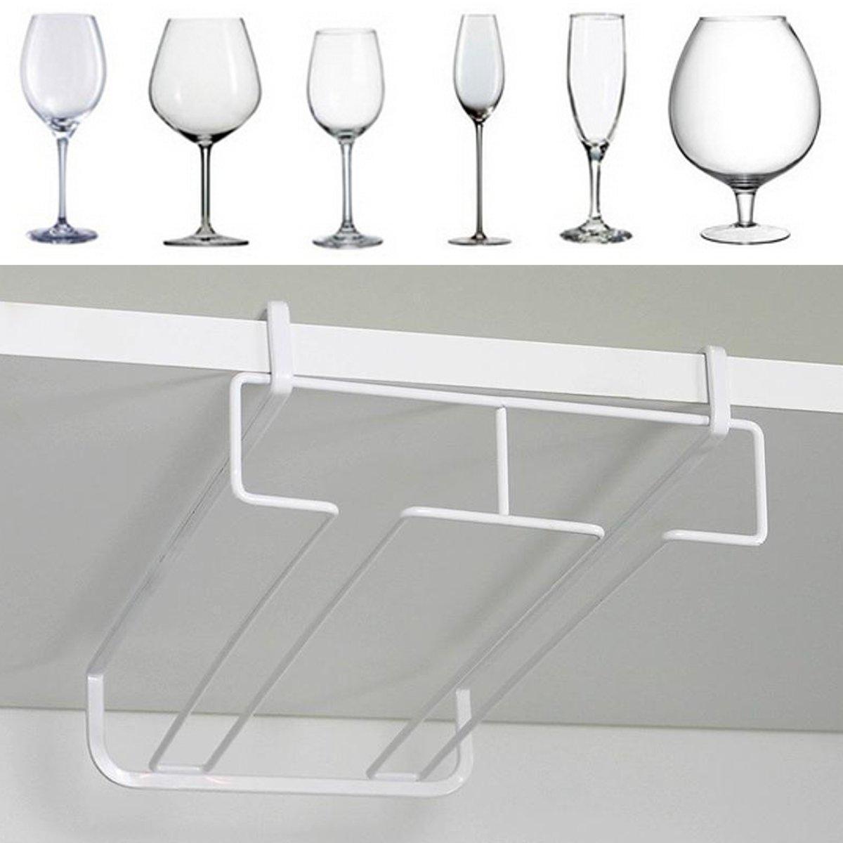 White Metal Fresh Bar Champagne Wine Glass Holder Rack Storage Cabinet Hanging