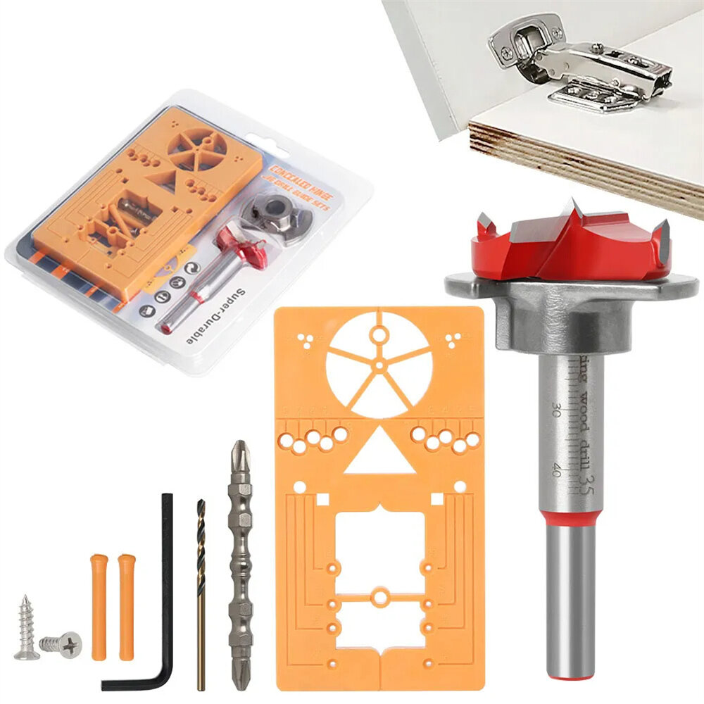 

7PCS 35mm Hinge Hole Drilling Guide Locator Set Door Hinge Jig Cabinet Hardware Jig Versatile Woodworking Tool for Hinge