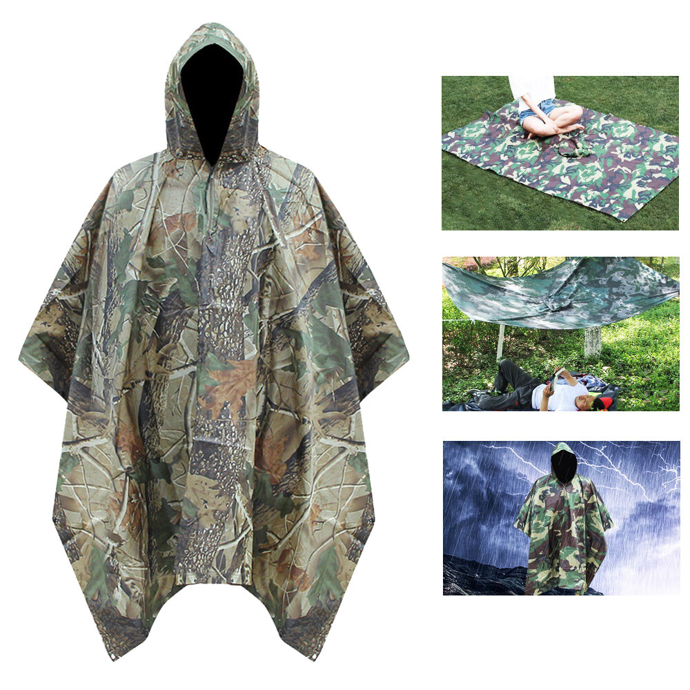 Capa de chuva multifuncional 3 em 1 com cobertura UV e tapete de piquenique para atividades ao ar livre, camping e caminhadas