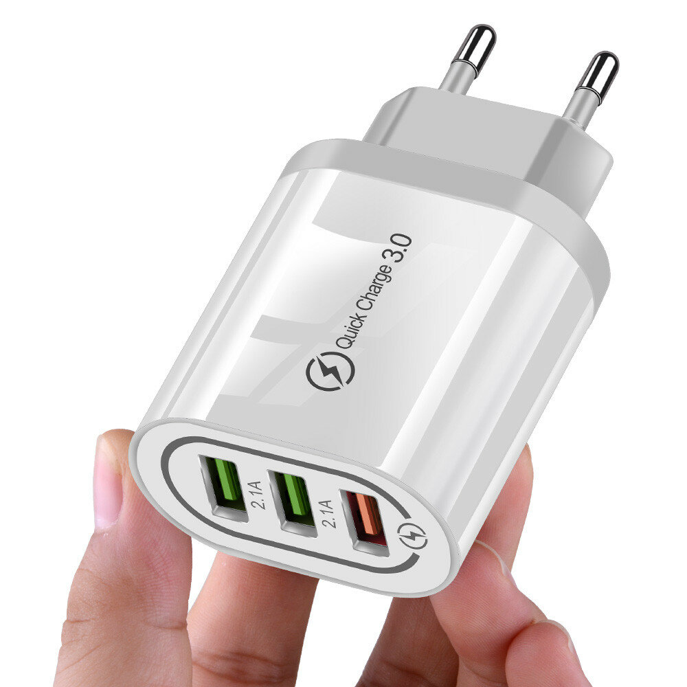 OLAF 18W Quick Charge 3.0 Dual USB 2.1A Snellader Muurlader Stroomadapter voor tablet-smartphone