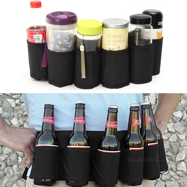 Outdoor Six Pack Beer Belt Bottle Waist Bag Portable Beverage Drink Cans Holder Camping Gathering