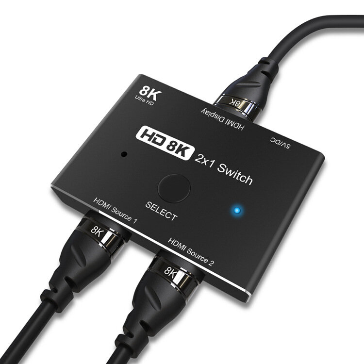 CABLEDECONN HDMI 2.1 Ultra HD High Speed 48Gbps Directional Switch 2 in 1 out 8K@60Hz 4K@120Hz Split