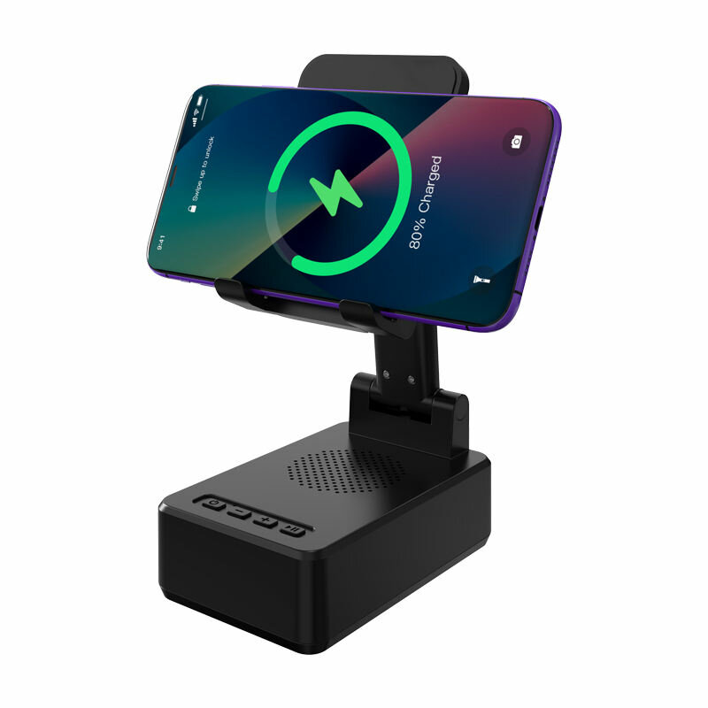 

БК10 Bluetooth 5.3 Динамик Портативный динамик с держателем для телефона Беспроводное зарядное устройство Складной двухо