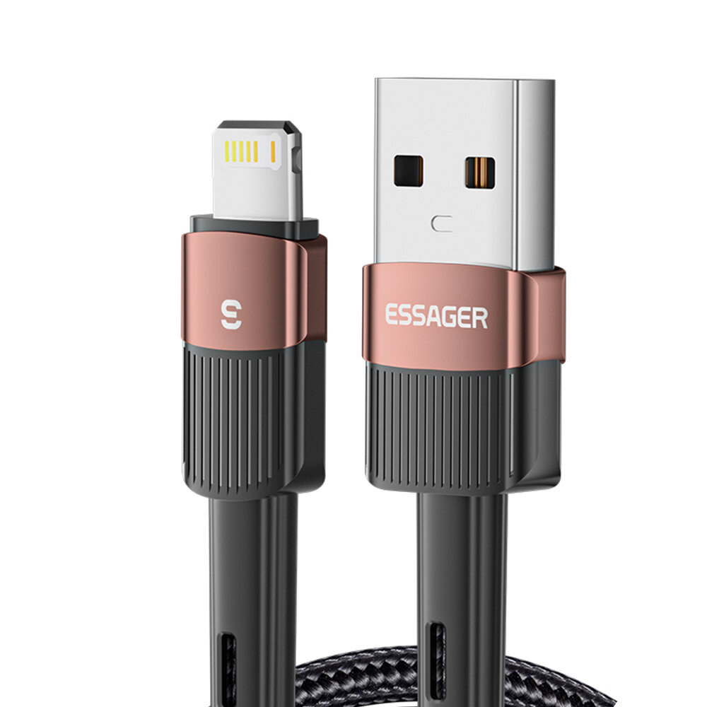 

ESSAGER 2.4A USB-A to iP Cable Fast Charging Data Transmission Fiber Braided Core Line 0.5M/1M/2M/3M Long for iPhone13 P