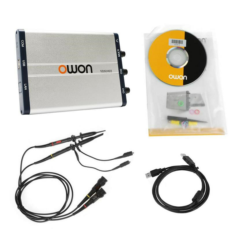 OWON VDS1022 Virtual PC USB Oscilloscope 100MSa/S 25M Dual-Channel Oscilloscopes with Probe Cable Tools Accessory