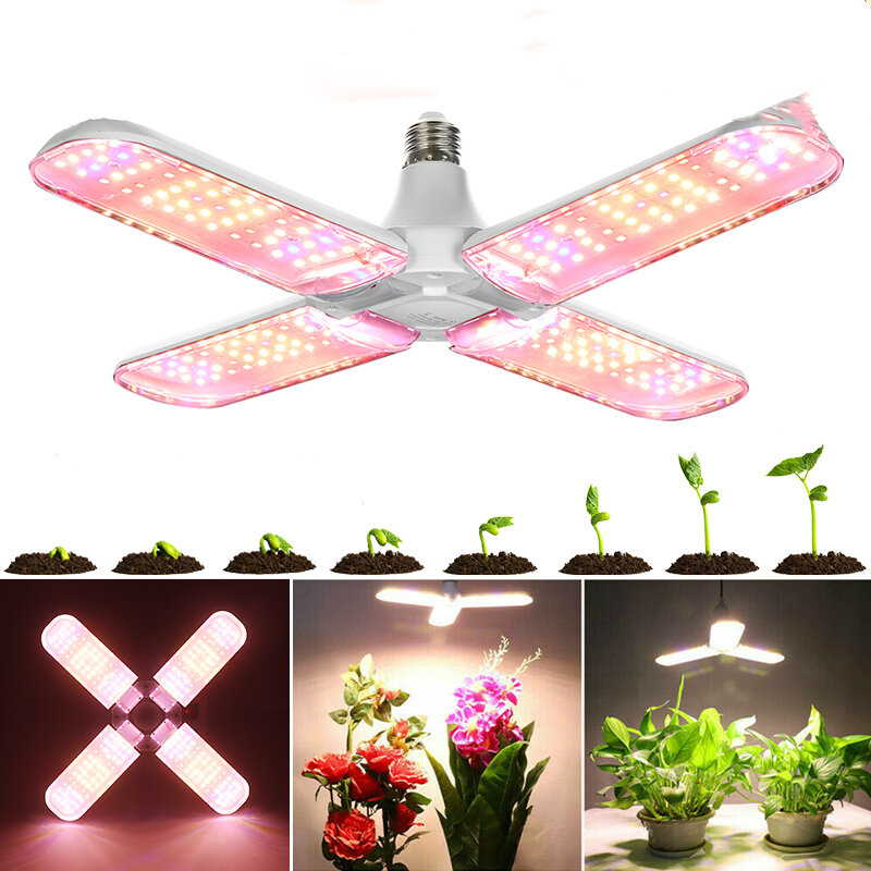 E27 2/3/4 Blades Full Spectrum LED Grow Light Bulb Folding Hydroponic Indoor Plants Growing Lamp 85-