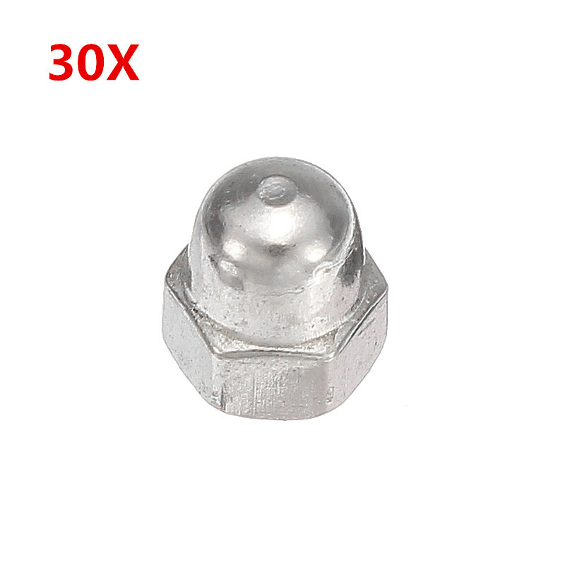 Suleve  M3SN6 30 Stks M3 304 Rvs Dome Hoofddop Acorn Hex Nuts Draad Decor Cover Noten