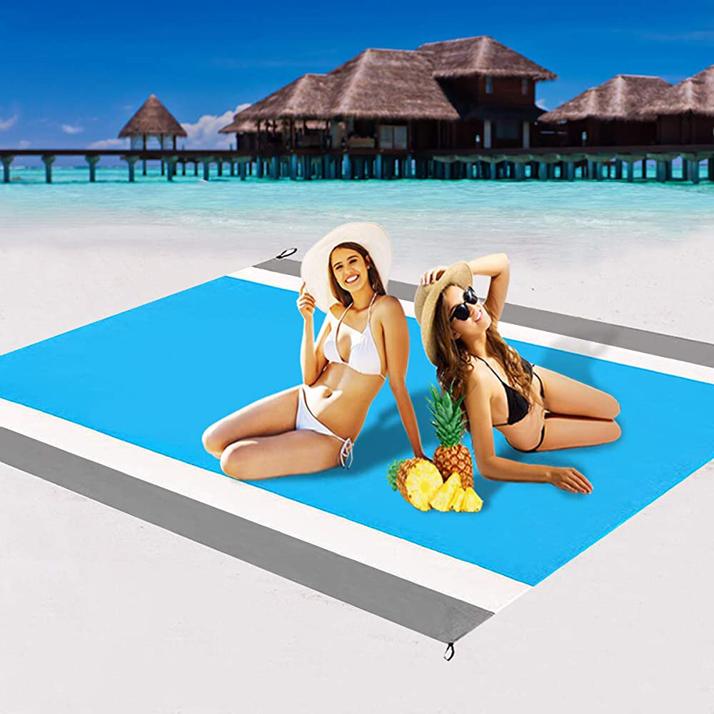 210x200см Водонепроницаемый пляжный коврик для 4-6 человек Легкий пляжный коврик, устойчивый к песку, пикник с сумкой для хранения крепежных элементов для кемпинга и походов