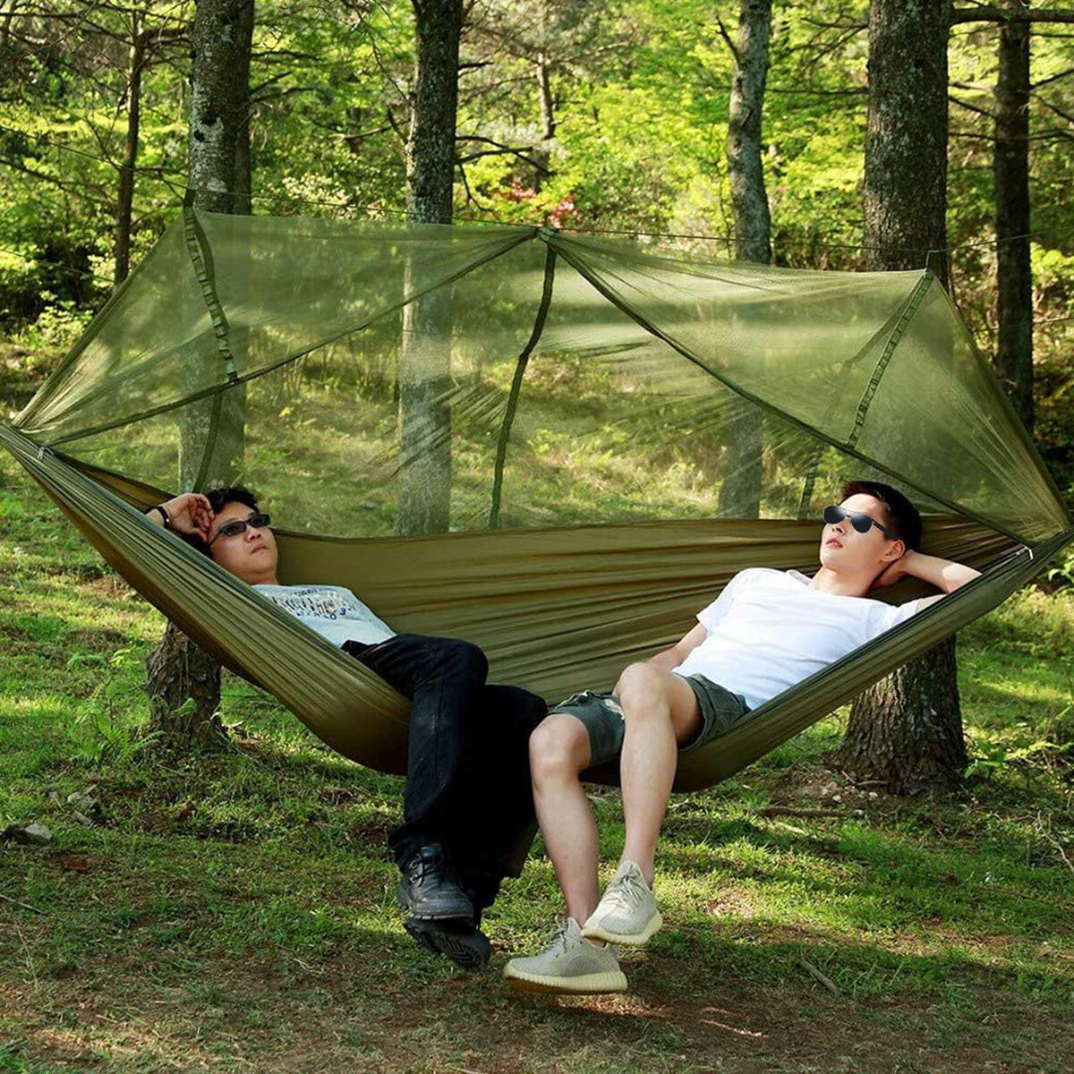 

Camping Hammock With Mosquito Net Double Person Tent Hanging Sleeping Bed Lightweight for Backpacking RV Outdoor