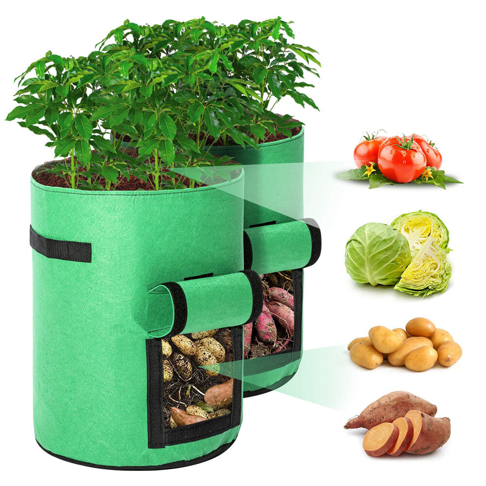 2 Pack 10 Gallon Planting Pouch Fabric Pots Premium Breathable Cloth Bags for Potato Plant Container