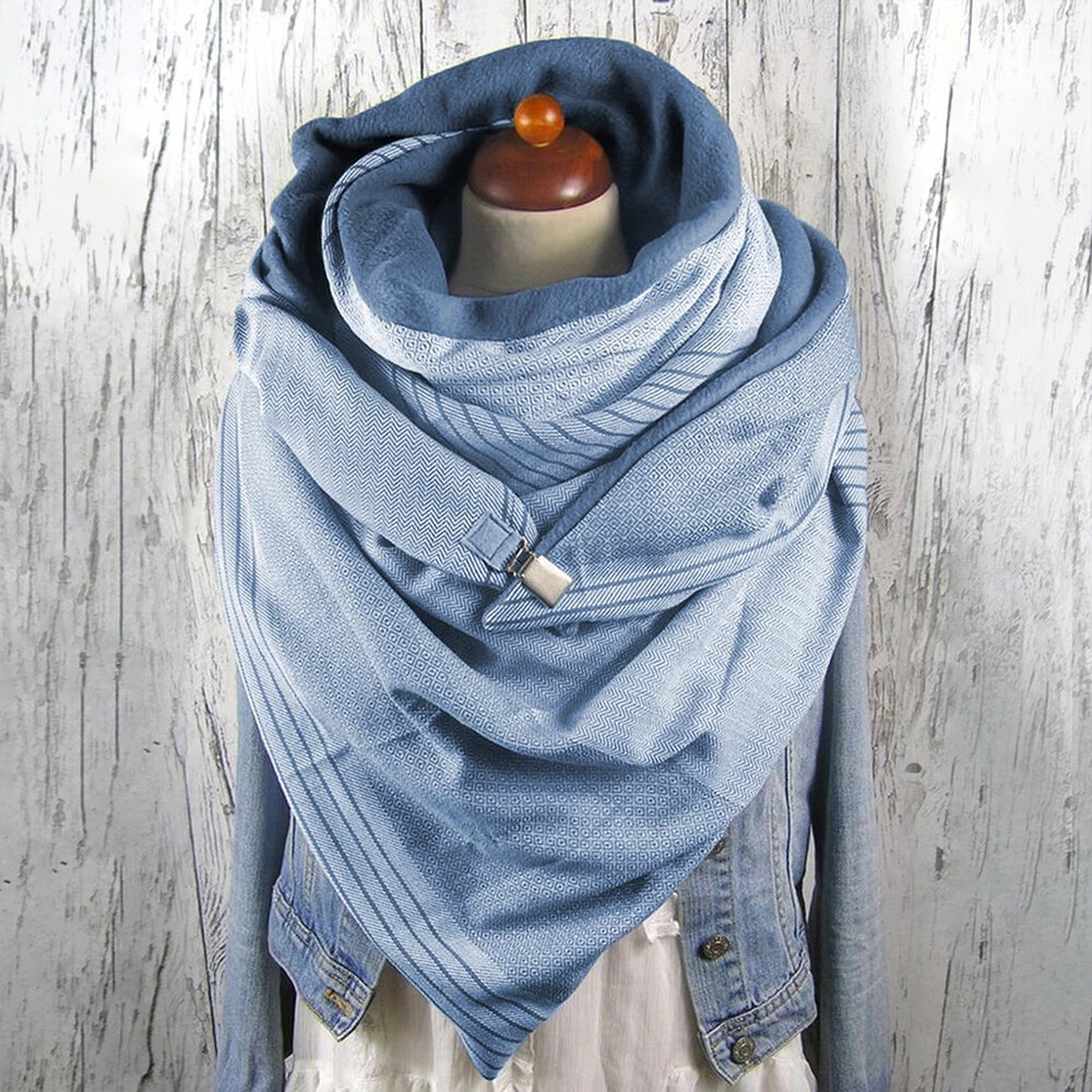 Women Plus Velvet Thickness Contrast Color Fashion Casual Winter Outdoor Keep Warm Scarf Shawl
