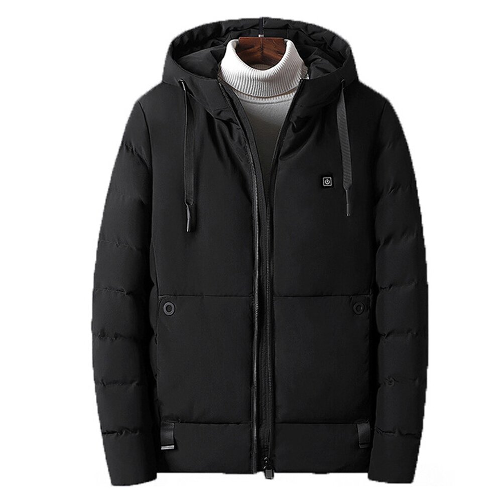 45 Men Electric USB Heated Hooded Warm Overcoat Heating Coat Winter Coats Jacket
