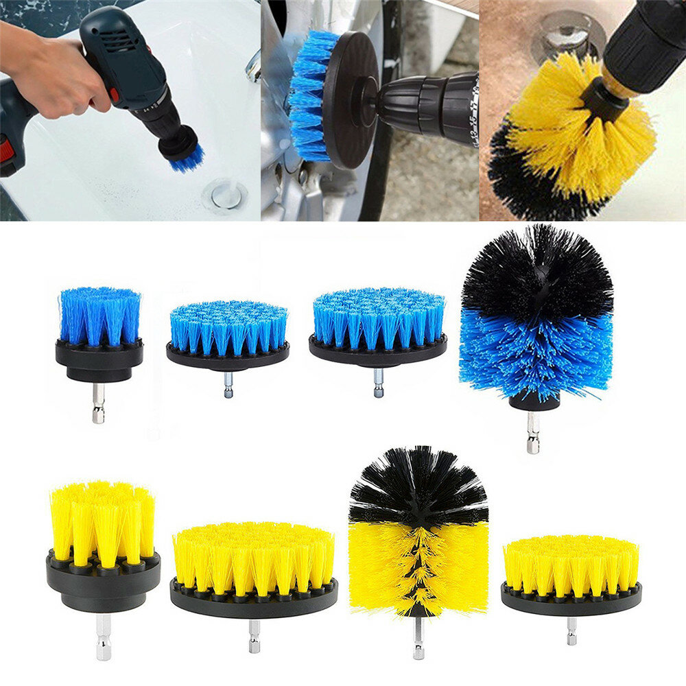 4Pcs 2/3.5/4/5 Inch Electric Drill Brush Yellow/Blue Cleaning Brush Tool For Bathtub Carpet