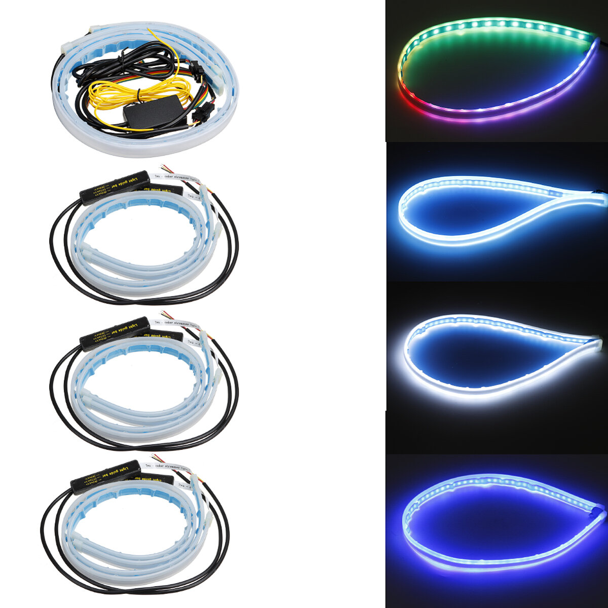 2 STUKS 60 cm Auto LED Lichtgeleider Strip Ultradunne Dagrijverlichting Stromend Water Riem Draaien 