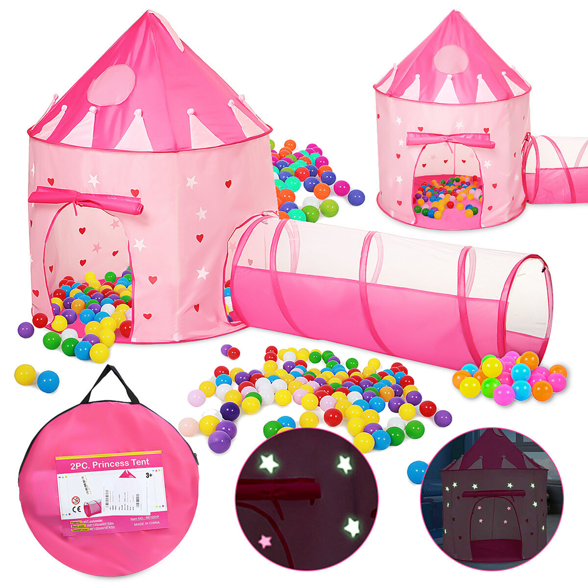 135CM Kids Play Tent Ball Pool Tent Princess Castle Portable Indoor Outdoor Baby Tents House Hut for