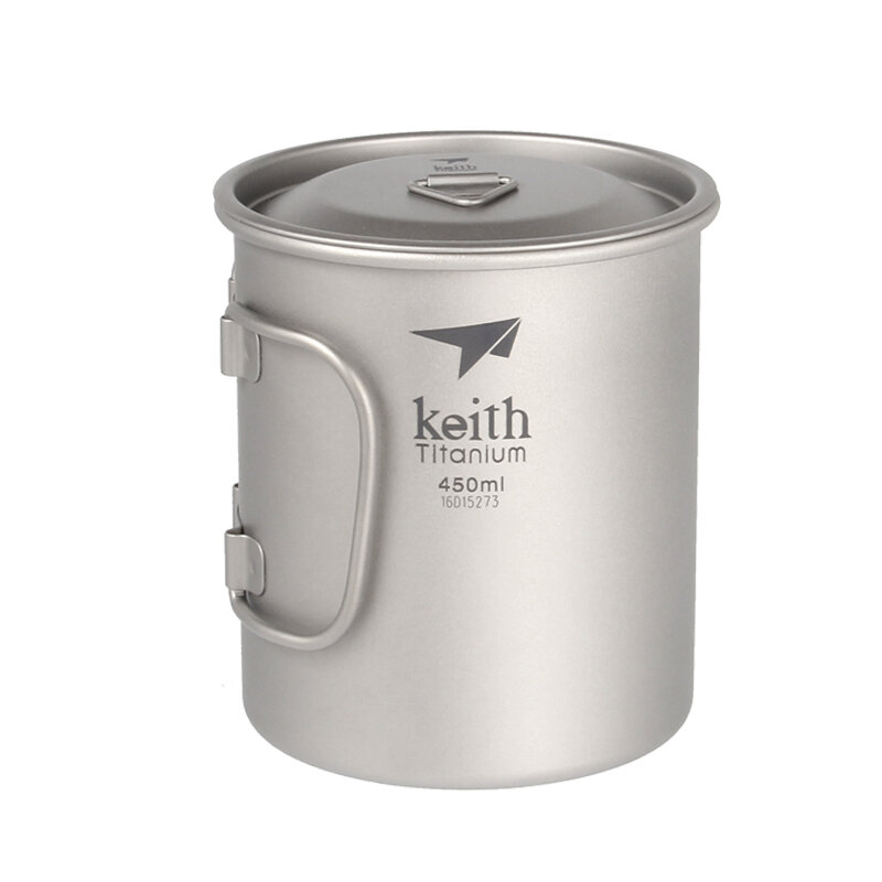 Keith Ti3204 450ml Folding Handle Cup Antibacterial Lightweight Soup Pot Water Cup Camping Picnic BBQ Tableware