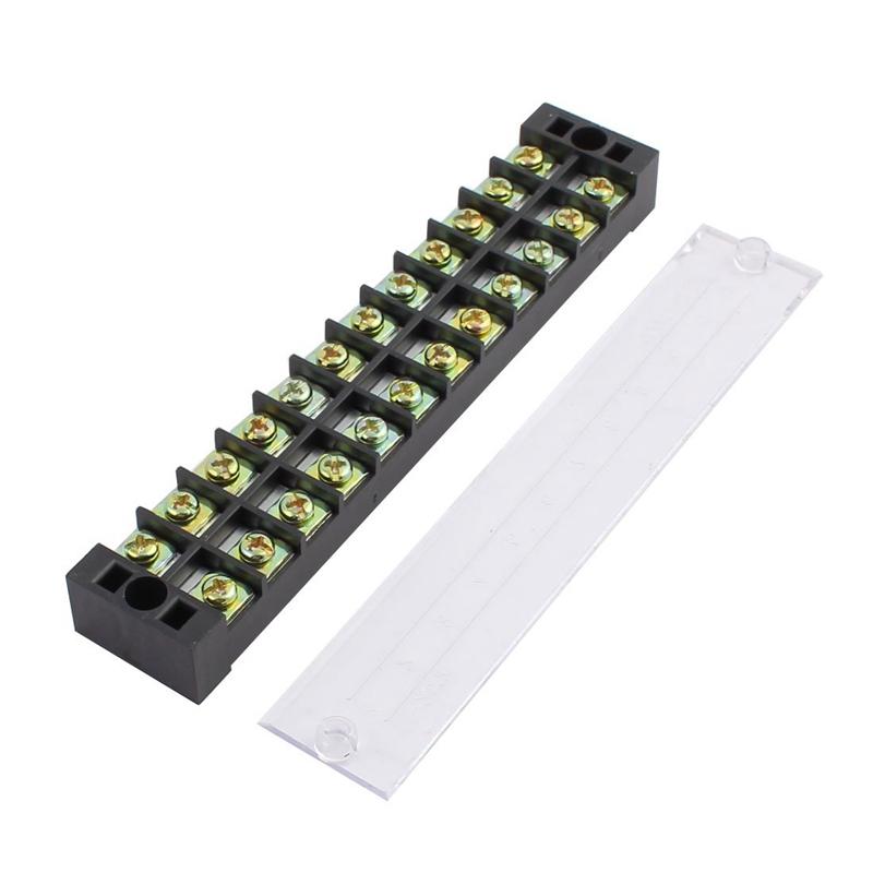 

TB-2512 600V 25A 12 Position Terminal Block Barrier Strip Dual Row Screw Block Covered W/ Removable Clear Plastic Insula