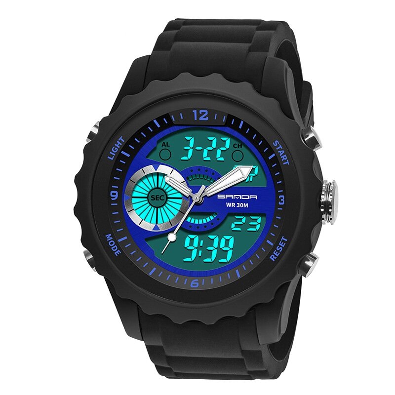 SANDA 769 Sport Men Watch Luminous Date Week Display Dual Time Waterproof Outdoor Digital Watch