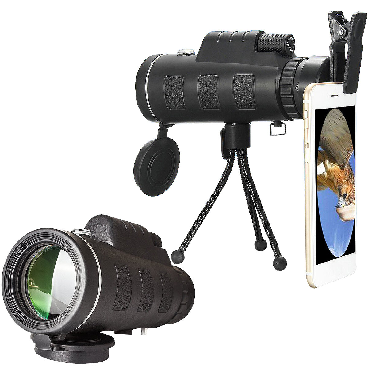 40X60アウトドア光学レンズ望遠鏡、汎用携帯電話+三脚用クリップ付き