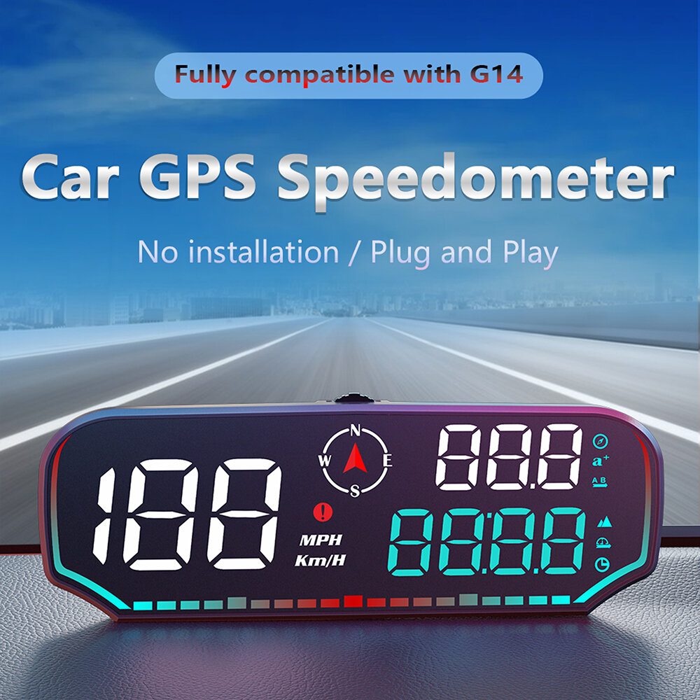 

G14 Car HUD Head-up Display Car Universal Beidou GPS Altitude Date Speedometer HD Display Screen Overspeed Alarm Fatigue