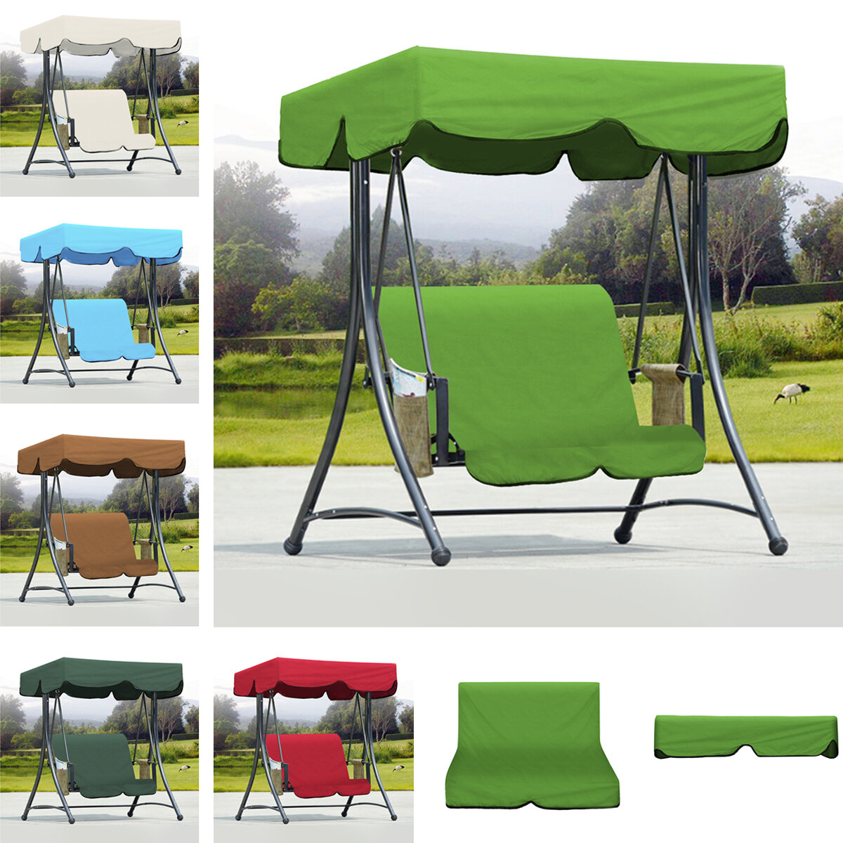 Outdoor?tuin?Swing?Bench?hangmat?Canopy Waterdicht Top Cover zonnescherm + 2-zits stoel Cover
