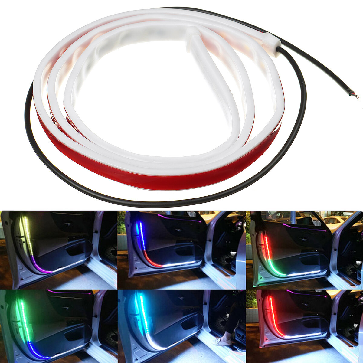 12 V 120 CM RGB LED Strip Verlichting Auto Flexibele Waterdichte Autodeur Decoratie Sfeer Waarschuwi
