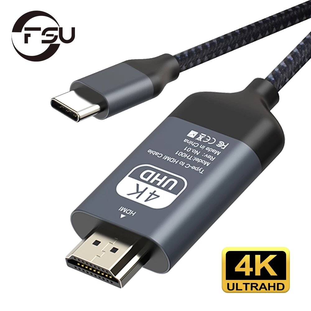 FSU USB C HDMI Adapter Kabel Type C naar HDMI Thunderbolt 3 Converter Cord voor MacBook Huawei Mate 