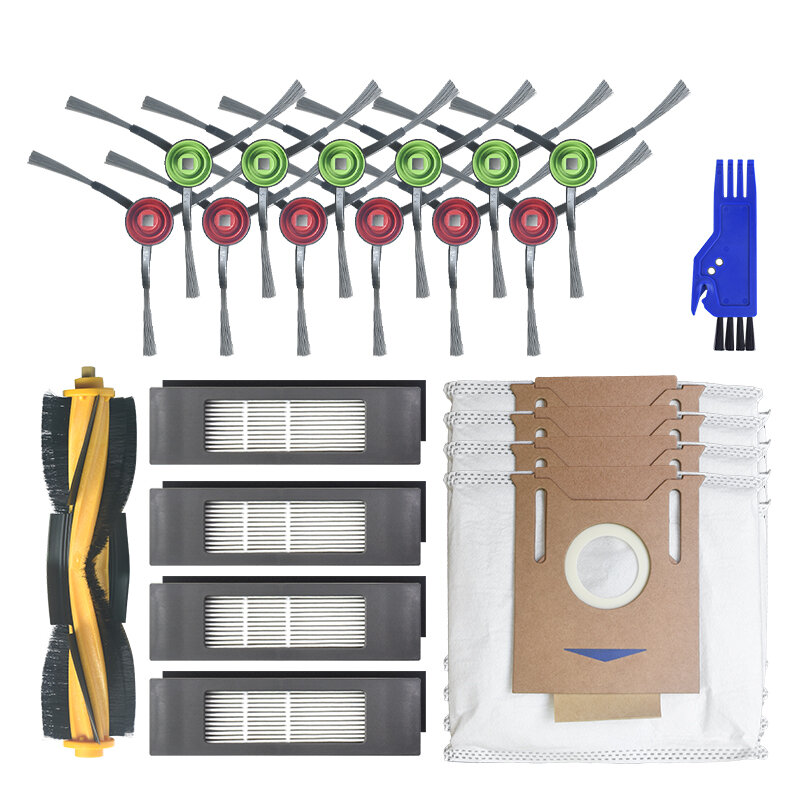 22pcs Replacements for Ecovacs T8 Vacuum Cleaner Parts Accessories Main Brush*1 Side Brushes*12 HEPA Filters*4 Cleaning