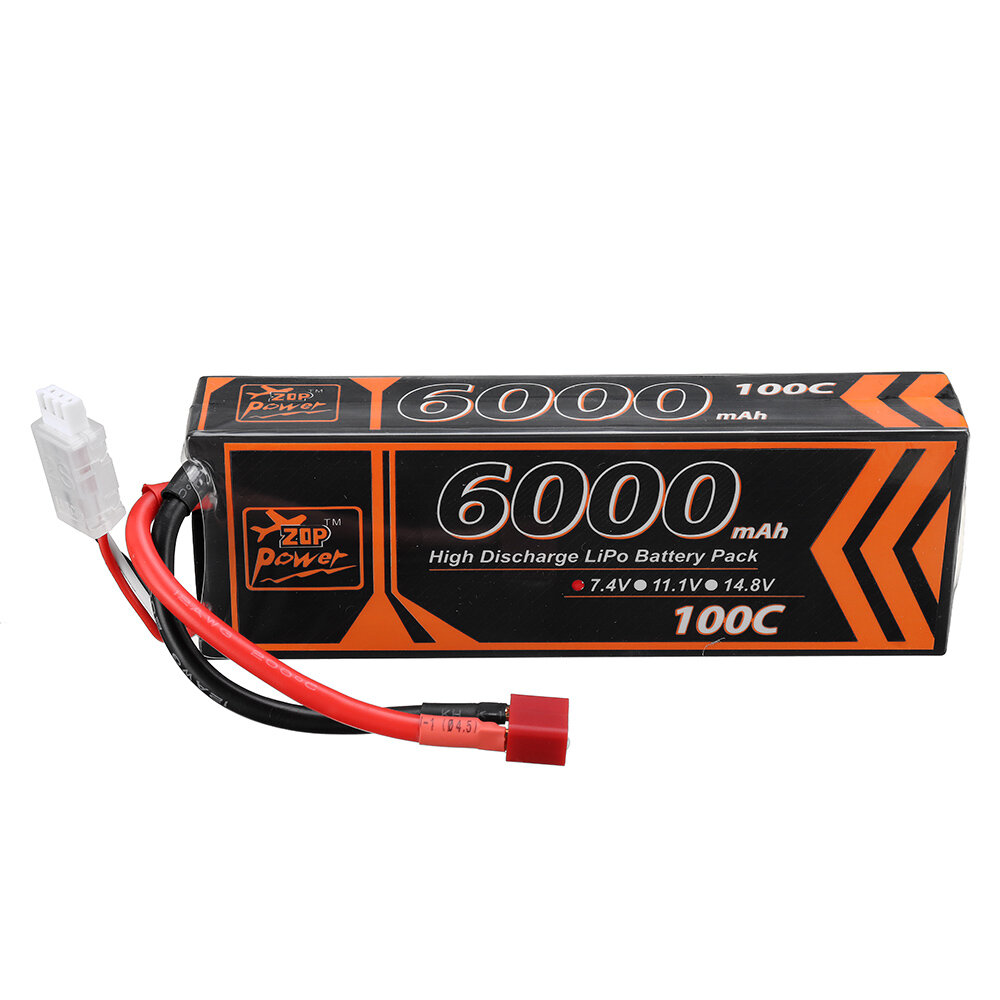 

ZOP Power 7.4V 6000mAh 100C 2S Lipo Батарея T Deans Plug для RC Авто