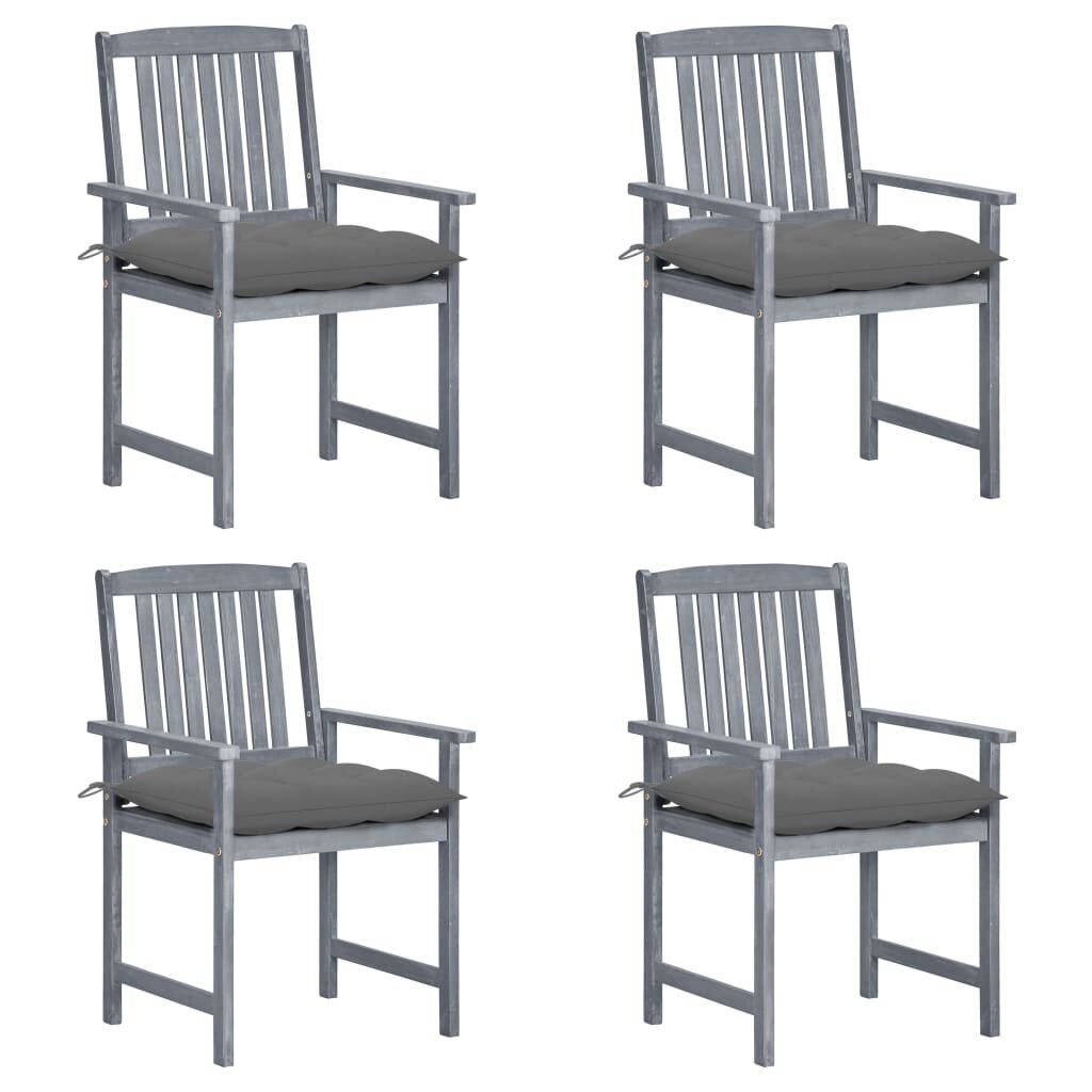 

Director's Chairs with Cushions 4 pcs Gray Solid Acacia Wood