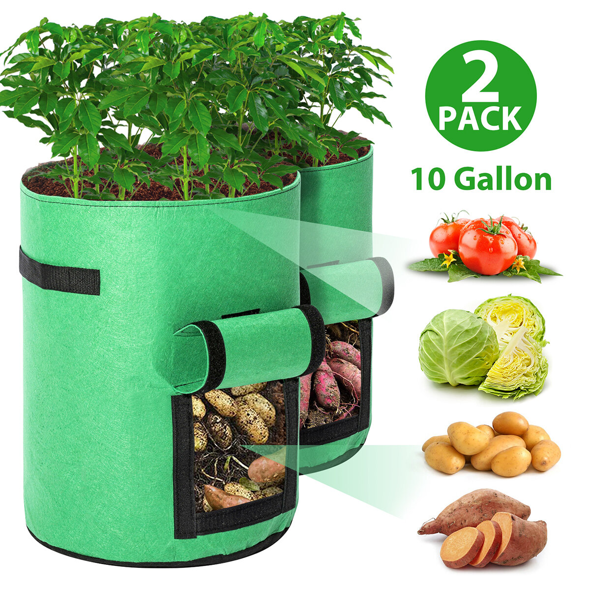 2 stuks Kweekzakken Tvird Planter Pot Fruit Bloem Groente Tomaat Aardappel Herbruikbare Zak: