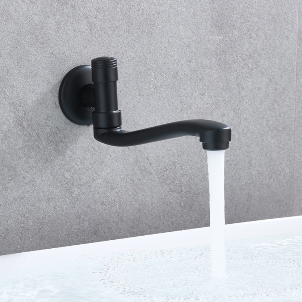 

Black Stainless Steel Bathroom Washbasin Faucet Tap Countertop Basin Single-Hole Hot And Cold Water Mixer Tap Wall Mount