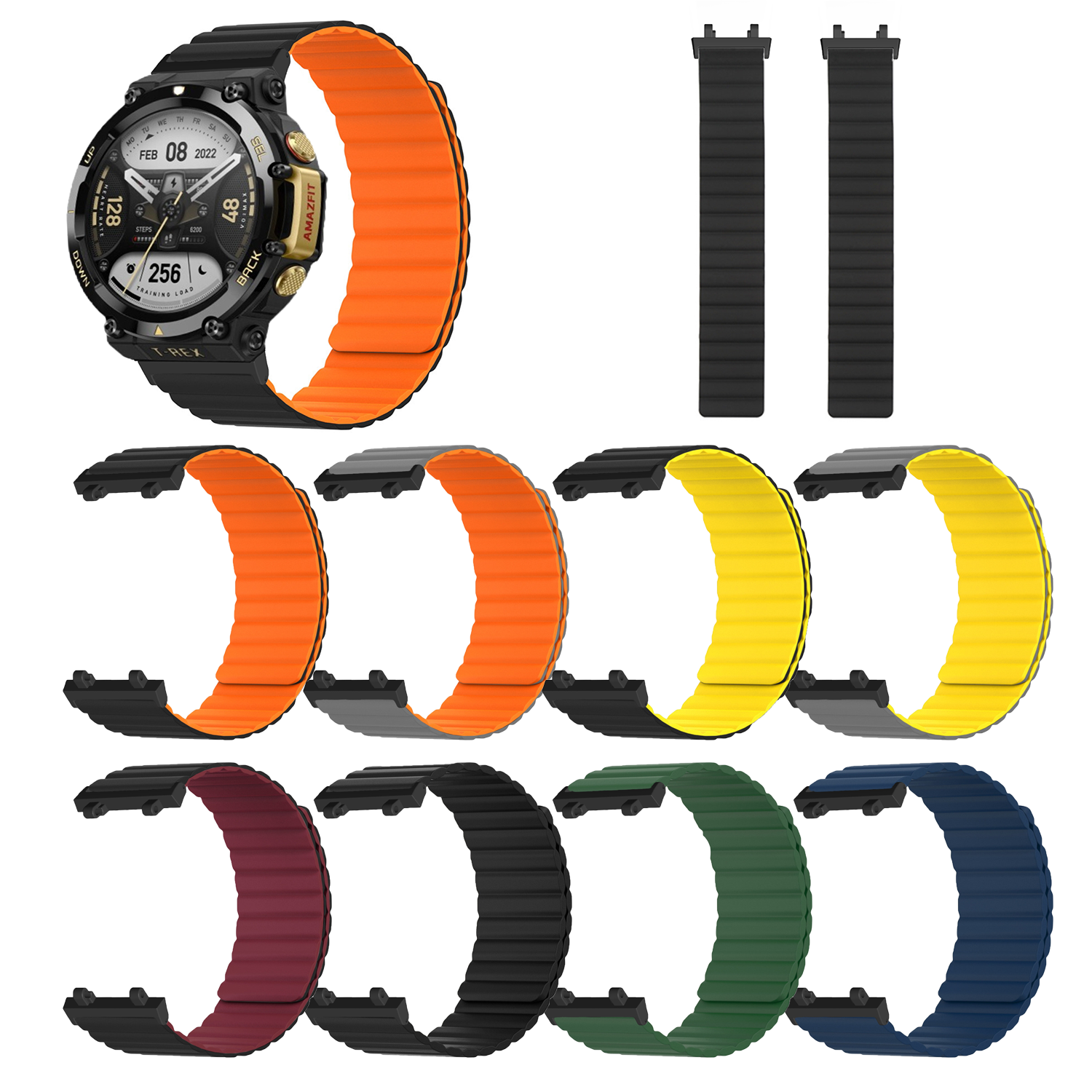 22?mm?meerkleurige?magnetische?vervangende?band slimme horlogeband voor Amazfit T-Rex 2.