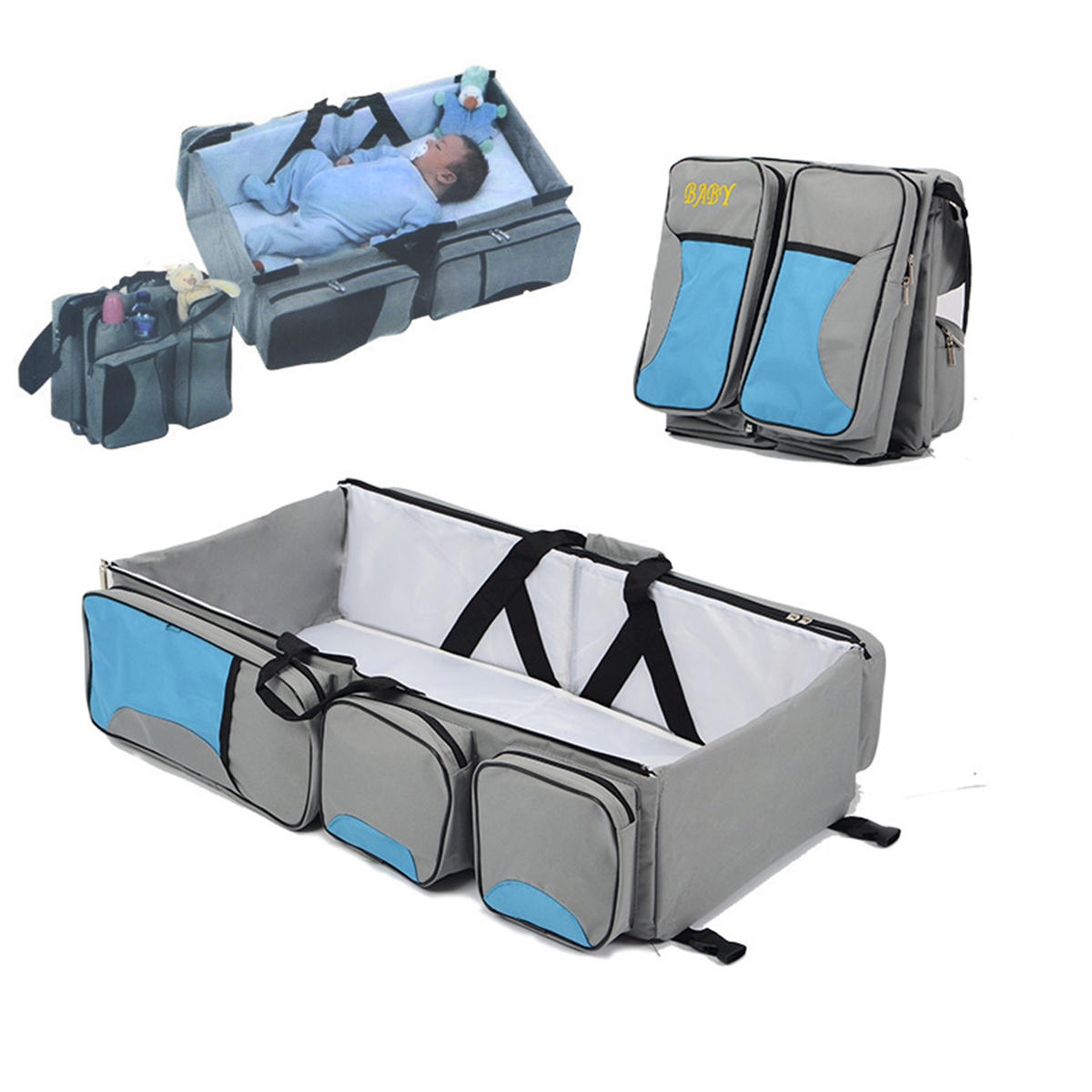 IPRee® 3 в 1 Портативная сумка для пеленок для младенцев-кроватка-носильщик для младенцев-кроватка-детская площадка для путешествий
