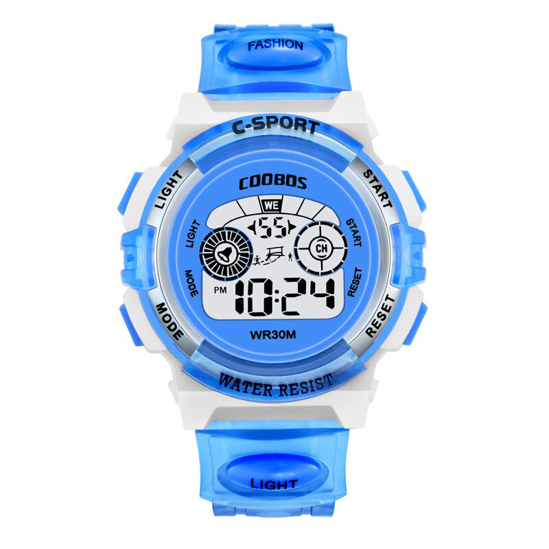 COOBOS 1155 Children Digital Watch Colorful Luminous Calendar Alarm Sports Waterproof Kids Watch