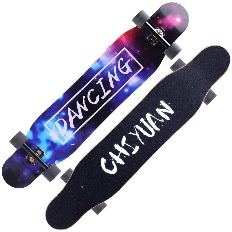118x23cm 7-layer Maple Longboard with ABEC-11 Silent Bearing&OS780 Sandpaper Brush Street Dance Board with Flashing Whee