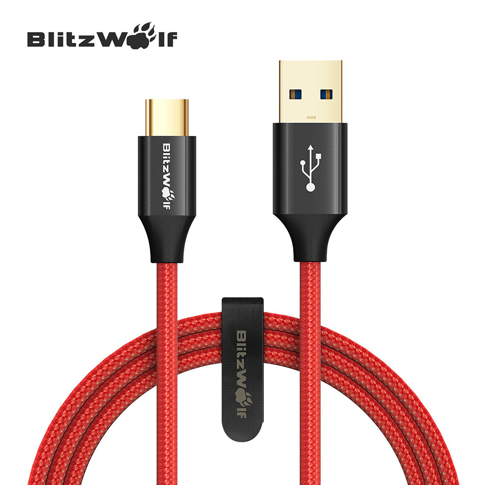 [2パック]BlitzWolf®AmpCoreTurboBW-TC103A 6ft / 1.8m USBType-C急速充電ケーブルUSB3.05Gbpsデータ伝送コード（Huawei P30 P40 Pro Mi10 Note 9S用）