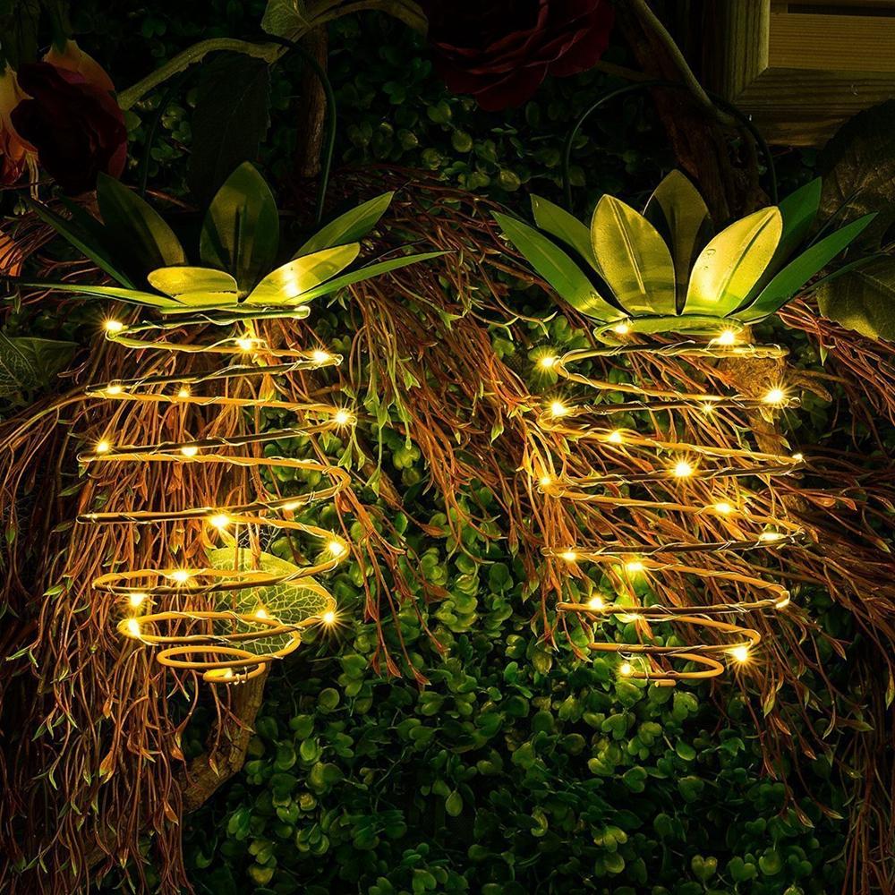 Zonne-energie 25 LED ananas licht opknoping Fairy String waterdicht voor buiten tuinpad Decor
