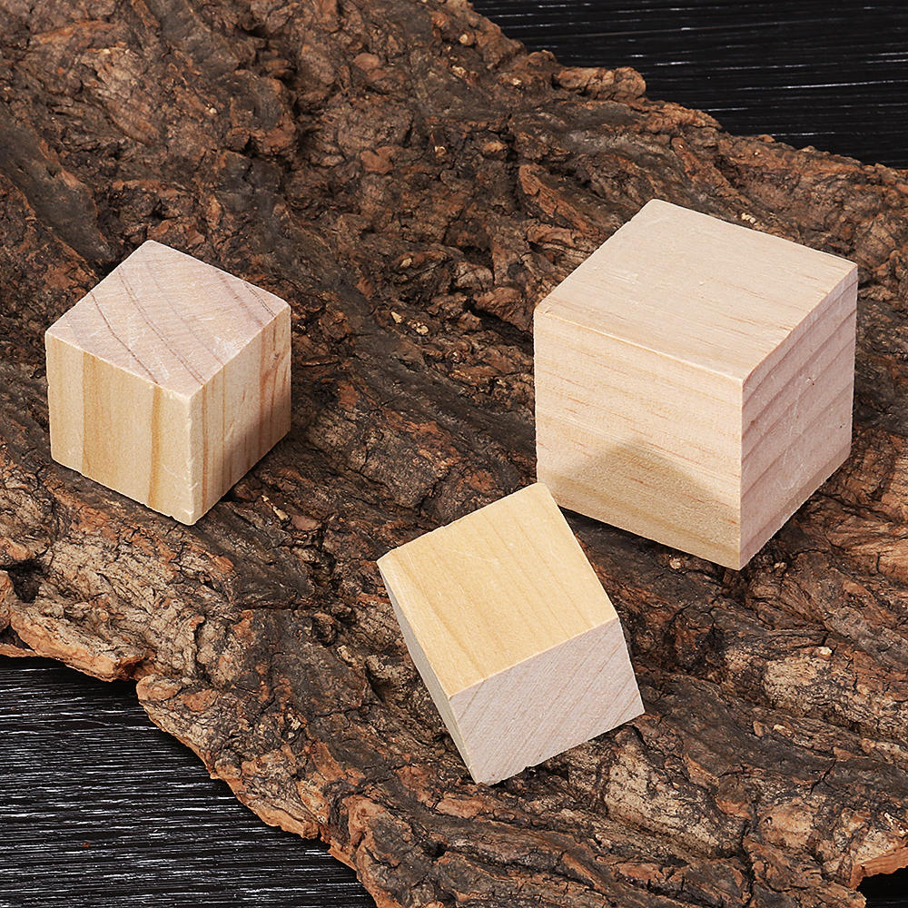 1.5 / 2/3 / 4cm Grenen Hout Vierkant Blok Natuurlijk Soild Houten Cube Ambachten DIY Puzzel Maken Ho