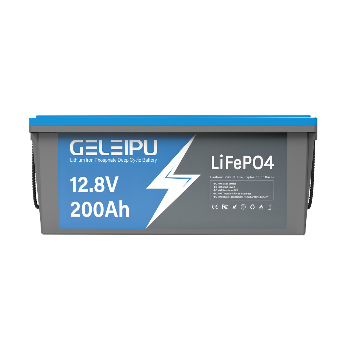 [EU Direct] GELEIPU 12V 12,8V 200Ah bateria LiFePO4, 2560Wh Bateria litowo-żelazofosforanowa ogniw recharchowalna z wbudowanym BMS 100A, idealna do systemu słonecznego przyciągarki wędkarskiej