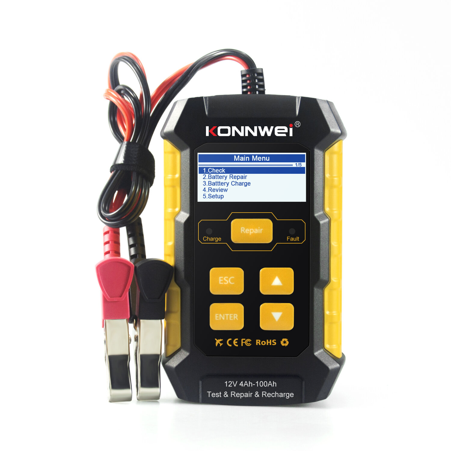 KONNWEI KW510 12 V 5A Volautomatische Auto Batterij Tester Oplader Reparatie Tool 3 In 1 Nat Droog L