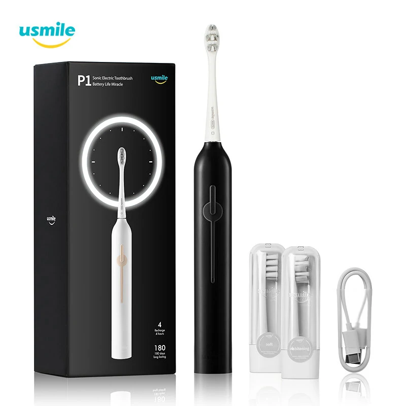 Usmile P1 Sonic Electric Toothbrush Ultrasonic Automatic Smart Tooth Brush USB Fast Rechargeable Waterproof For Adults Beginner - Black