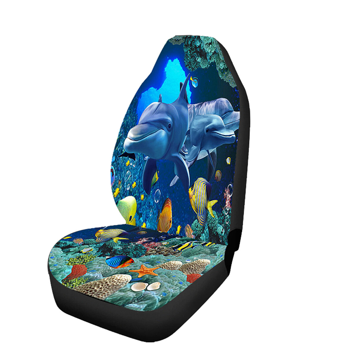 Single / Double Seat Dolphin Universal Printed Car Seat Cover Cushion Cover