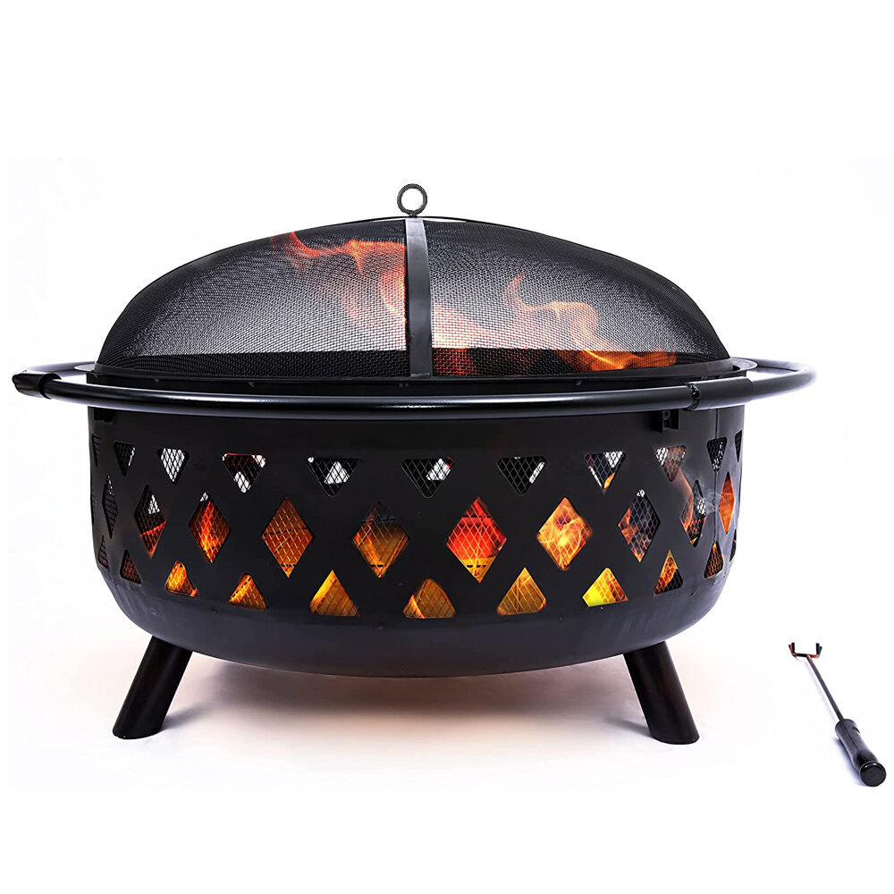 IPRee® 32,3 pouces foyer grand feu de joie barbecue à bois barbecue charbon de bois poêle à brochette arrière-cour camping jardin patio