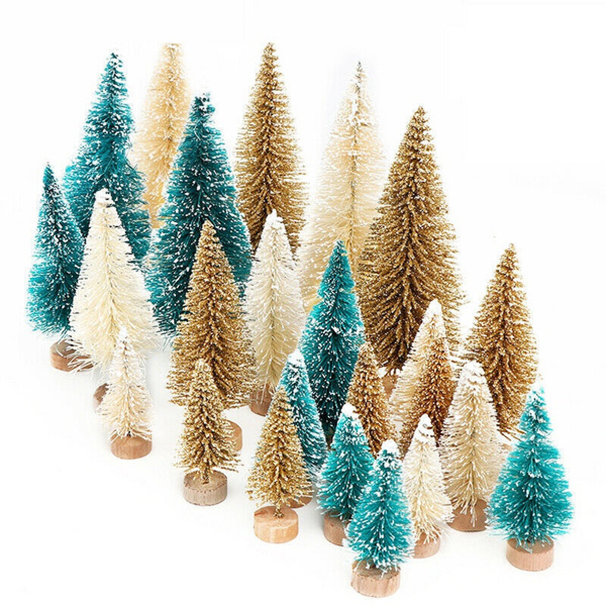12pcs 4.5cm Tabletop Christmas Pine Tree Set Mini Snow Trees Desktop Small Decoration Merry Christma