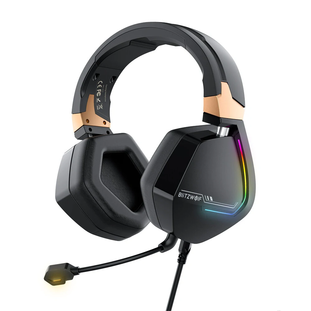BlitzWolf® BW-GH2 Gaming Headphone 7.1 Channel 53mm Driver USB Wired RGB Gamer Headset with Mic for Computer PC PS3 / 4