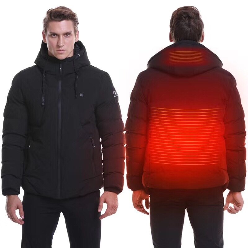 TENGOOスマート電気ジャケット調節可能な3モードUSB充電2加熱ゾーン熱服洗濯可能な男性冬Softダウンジャケット