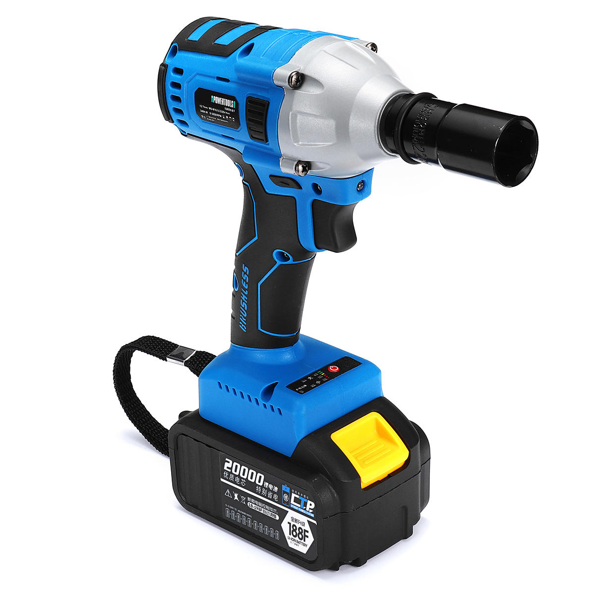 15000-30000mAH Cordless Impact Wrench Brushless Electric Wrench 1/2'' Socket Tool