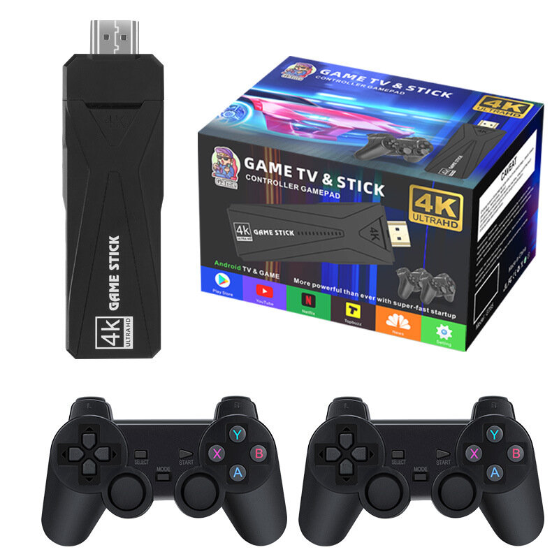 Powkiddy Y3 Arcade Game Console with 4K TV Stick RK3228A Android 7.1 HD Playback 2.4G Wireless Gamepad Joystick for PSP